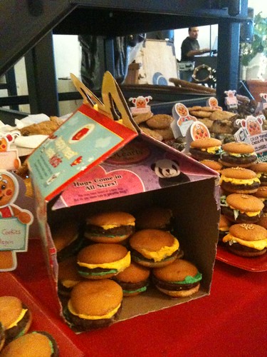 Cheeseburger cookies at home in a happy meal