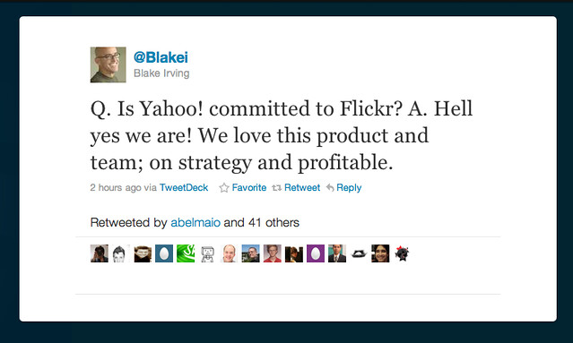 Q.  Is Yahoo Comitted to Flickr