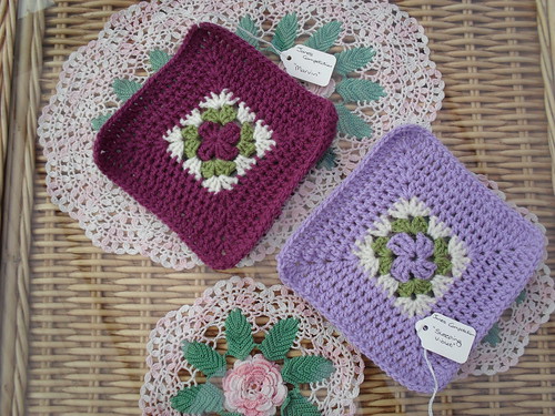 'Marvin' (Left) by Debbie Cooper. 'Sleeping Violet' (Right). Beautiful Squares for Janes competition over on SIBOL.