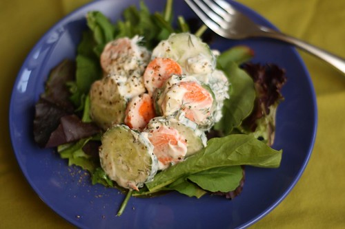 Cucumber and Carrot Salad with Sour Cream and Dill
