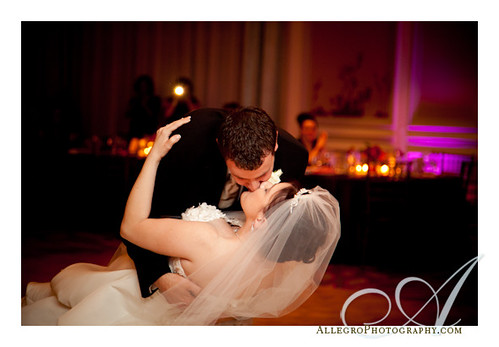 boston-downtown-hyatt-regency-wedding- amazing dip at the end of the first dance with a big kiss by groom to bride