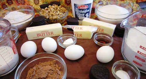 Cast of ingredients for mud cake