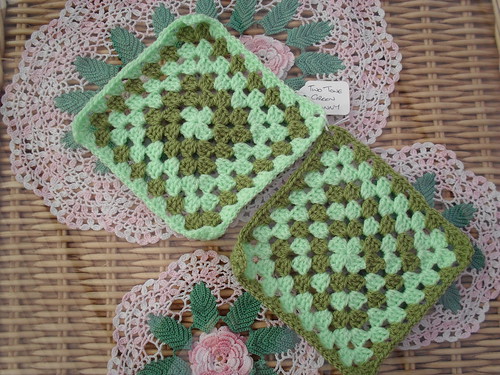 2 - Two Tone Green Traditional Granny Squares for our Challenge.