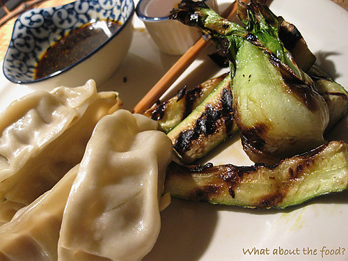 Pot stickers & Grilled Bok Choy