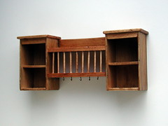 plate rack and cupboards
