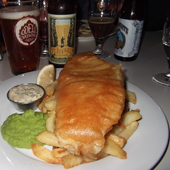 Fish and Chips and Beer at the Draft House, Tower Bridge