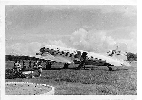 Our arrival at the Aerodrome, Lilongwe, Nyasaland, mid 1950s.
