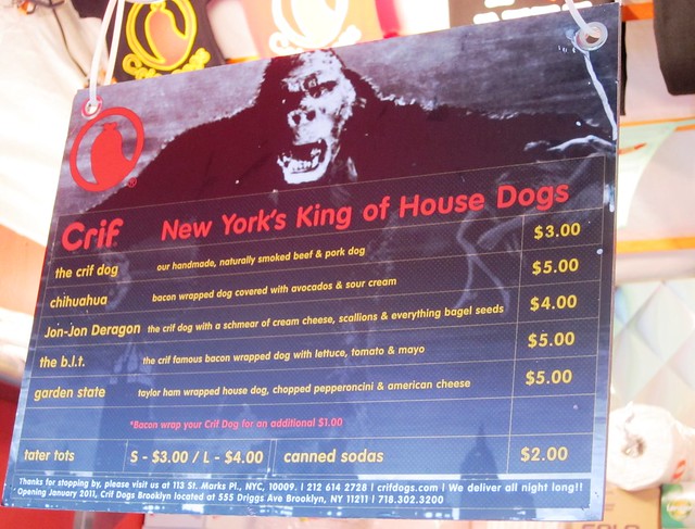 Crif Dogs menu