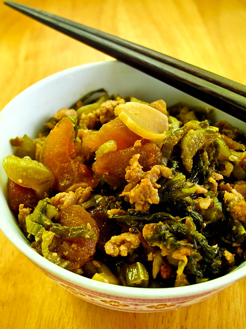 IMG_1549 Stir Fried Salted Vegetable with minced Pork , 咸菜炒猪肉