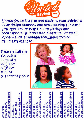 United Styles looking for girls 8-12 for photoshoots