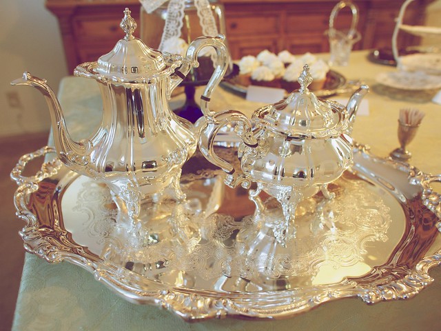 beautiful silver tea set