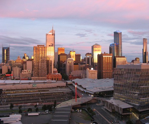 Melbourne CBD at sunset