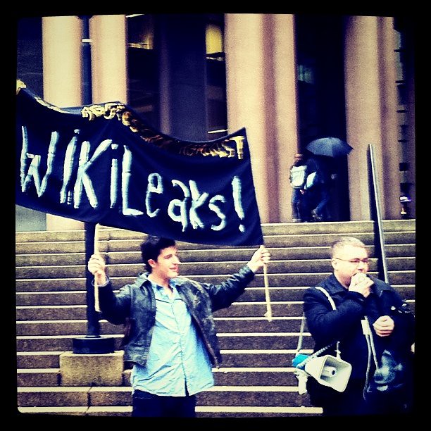Wikileaks banner at the Vancouver Rally