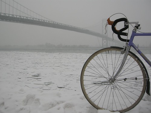 Winter Riding in Windsor - Under the Ambassador Bridge