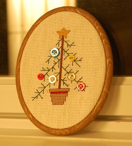 cross-stitch button tree
