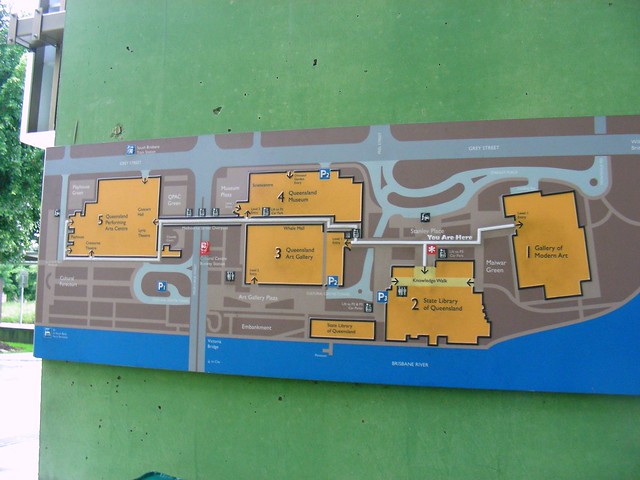 Map of Brisbane's Cultural Center on the South Bank of the Brisbane River