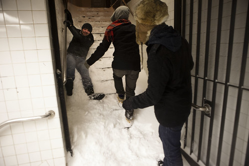 Whoa, slip-sliding down the subway steps - New York Blizzard Snowstorm Blargfest