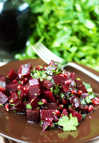 Pomegranate, Beetroot and Coriader Salad recipe рецепта нар веган вегетариански цвекло кориандър