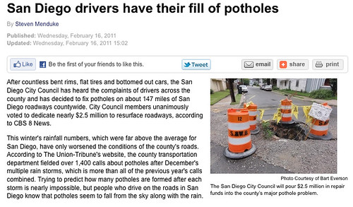 New Orleans Pothole Migrates to California