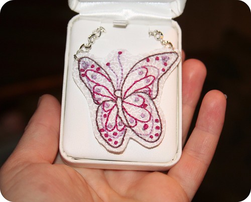 Embroidered Butterfly Necklace!