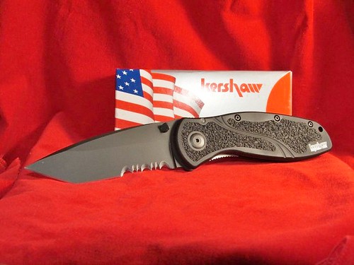 Kershaw Black Blur by Ken Onion Assisted 3-3/8" Black Combo Edge Blade