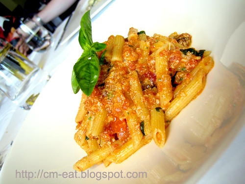 Baby penne with eggplant, fresh tomatoes, Ricotta cheese & basil