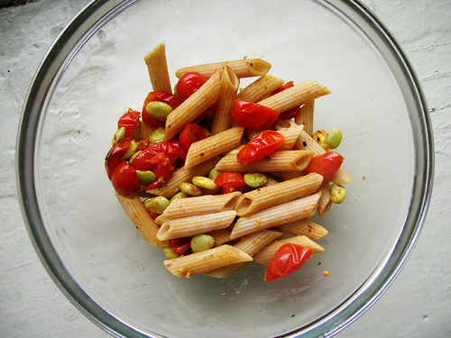 pasta with tomatoes and lima beans