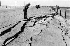 Cracked highway near Long Beach, 1933
