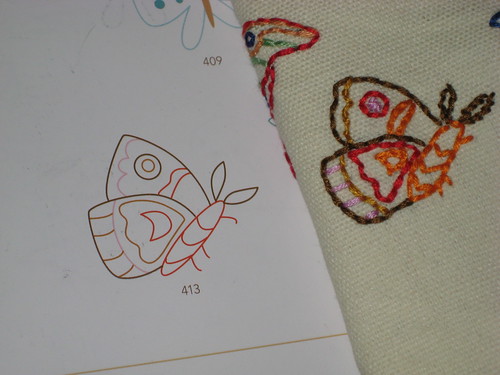 Day 36: Doodle Stitching Brown Moth Embroidery 