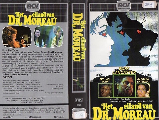 The Island of Dr. Moreau, 1977 (VHS Box Art)