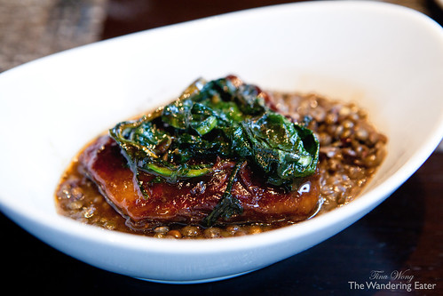Roasted Lamb Rib with lentils and bitter greens