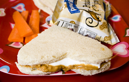 Crunchy Fluffernutter Heart Sandwich