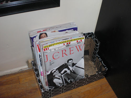 Step 7: And you're done! A regular cardboard box constructed into a magazine rack!