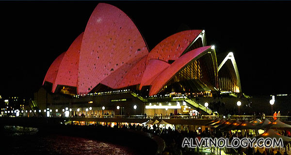 As part of the Sydney Biennale, different images were projected onto the Sydney Opera House, changing its colour