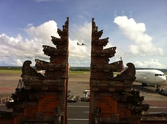 Plane taking off at Denpasar Airport Bali