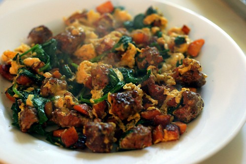 Carrot/Sausage/Spinach eggs