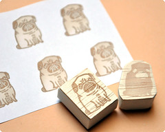 Gemma Correll's pug hand carved rubber stamp