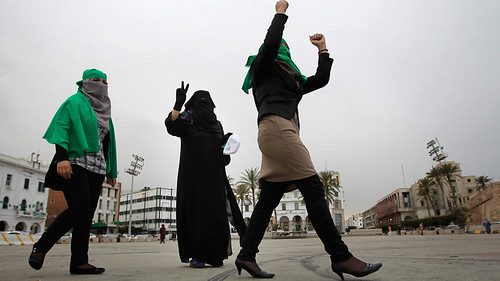 Women demonstrating in support of the Libyan government in the capital of Tripoli. Reports from the eastern region of the country say that the government forces are heading toward retaking Benghazi where the rebellion started. by Pan-African News Wire File Photos