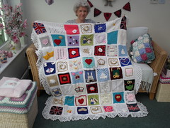 Ta - Dah!!! 'The Royal Wedding' Blanket! Thank you to everyone that has contributed Squares! Much appreciated!