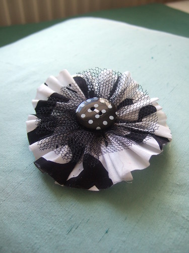 black and white brooch
