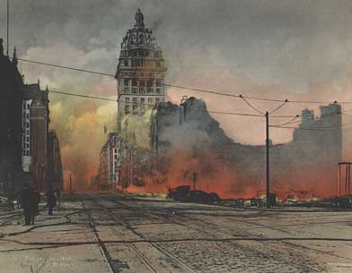 San Francisco Earthquake of 1906, Market Street Fire postcard. 