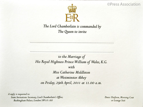 royal wedding prince william invitation. Royal Wedding Invitation