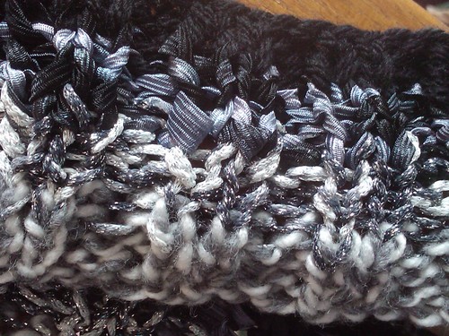 Close up black-gray scarf