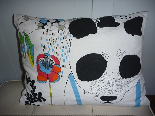 Pillow made from Marimekko dishtowels