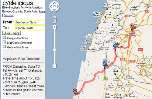 Bike directions: Damascus to Tel Aviv
