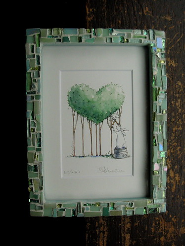 Bunny Topiary Print by Michelle Masters with a frame by Margaret Almon