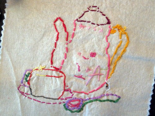 Aria's first embroidered picture