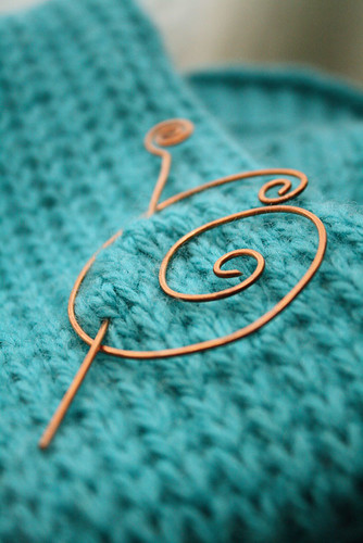 Spiral shawl pin in copper