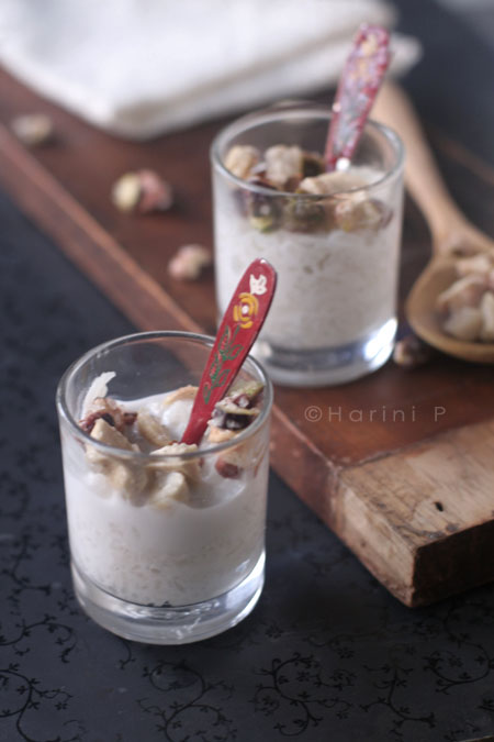 Coconut milk pudding with candied dried fruits