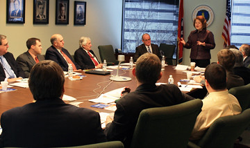 USDA Administrator Judith Canales (standing) addresses those attending a bio-energy roundtable in Nashville